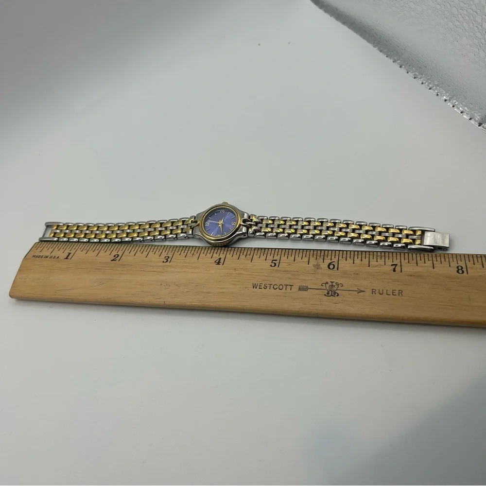 Two-Tone Women's Bracelet Quartz Watch with Blue Dial, Japan Movement